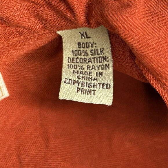 Tommy Bahama Silk Shirt Mens Extra Large Orange Rust Cigar Loop Collar Party XL - Picture 5 of 16